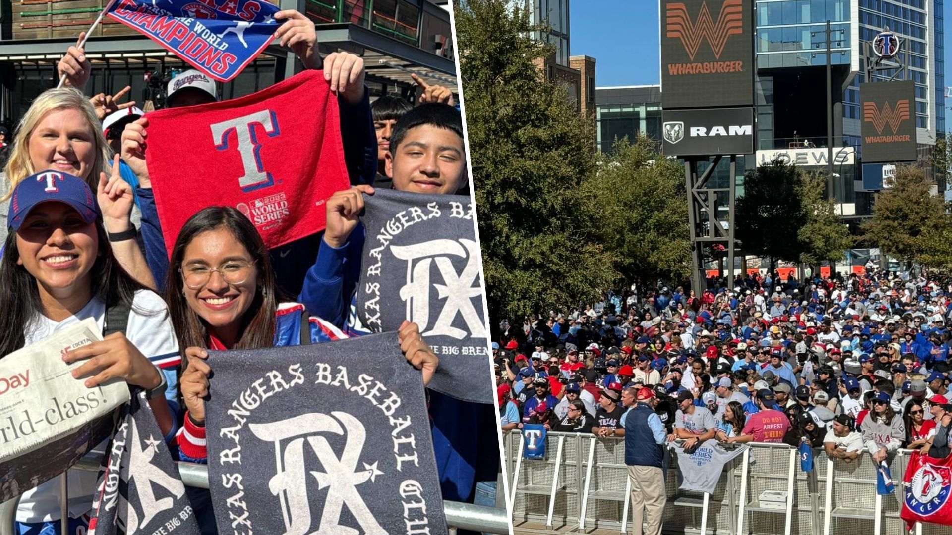 Fiesta y celebración de los Texas Rangers en el Globe Life Field de