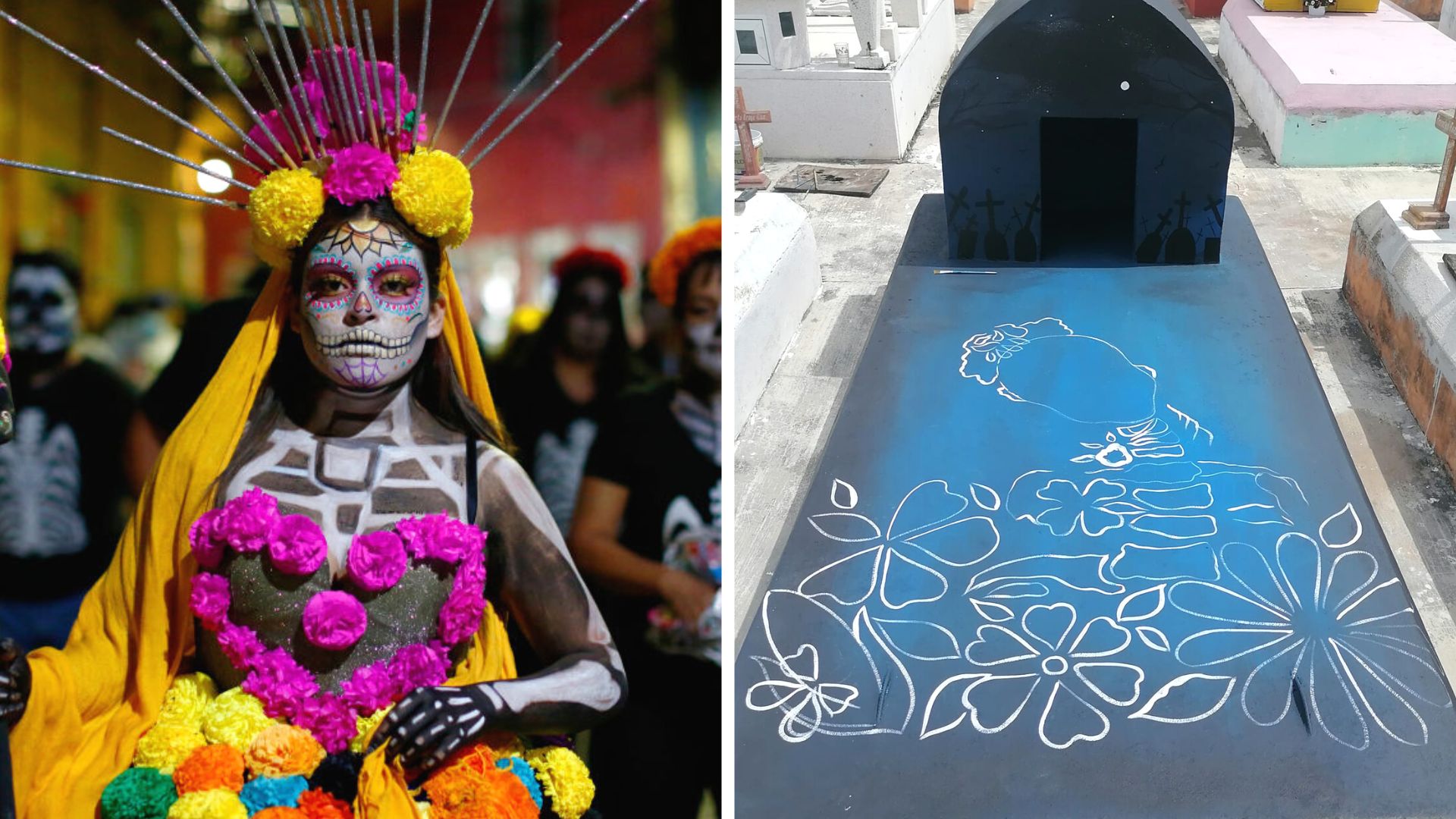 Hombre decoró la tumba de su abuelita por Día de Muertos y el resultado