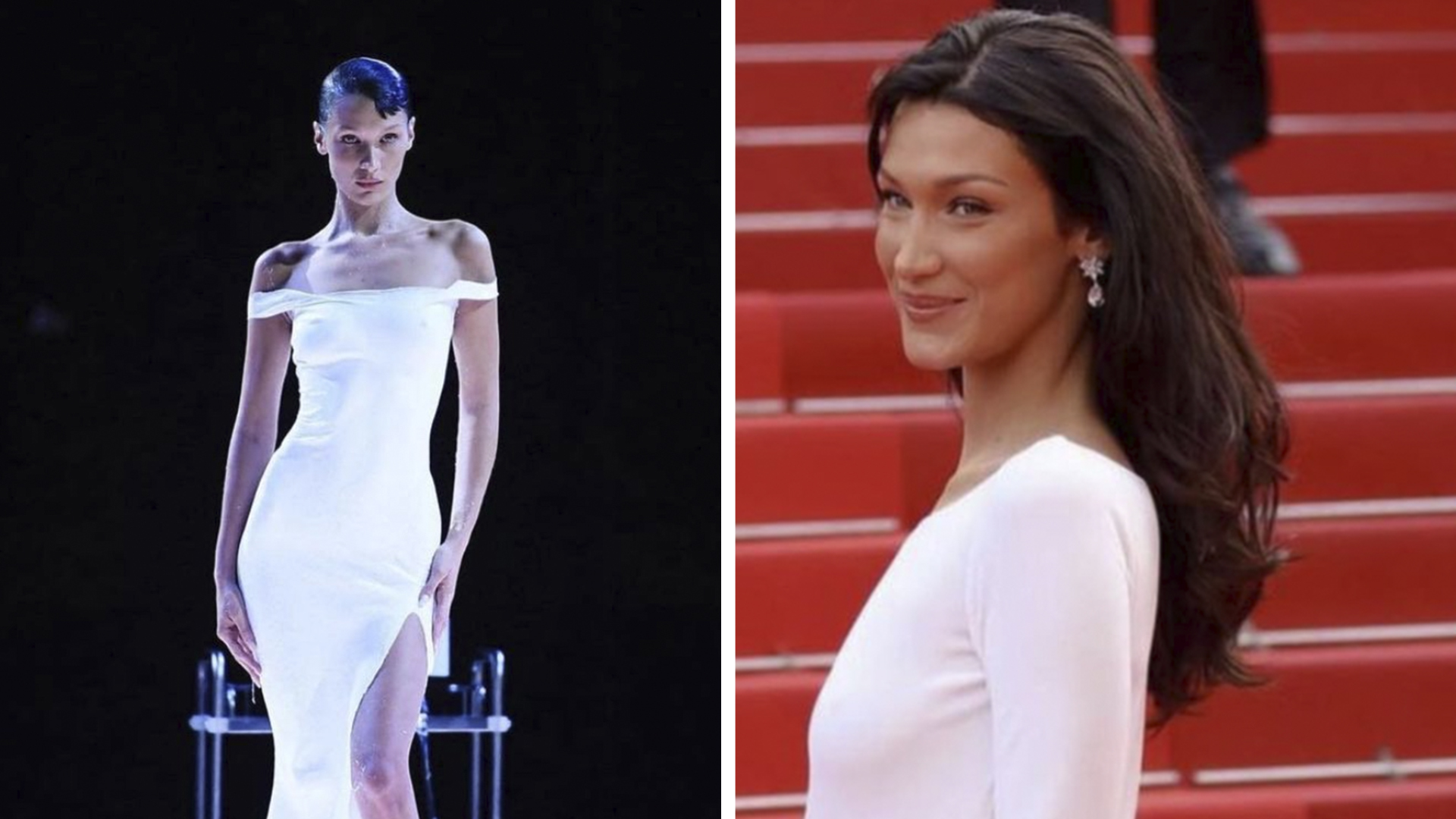 Bella Hadid cautivó con un vestido fabricado con aerosol sobre su