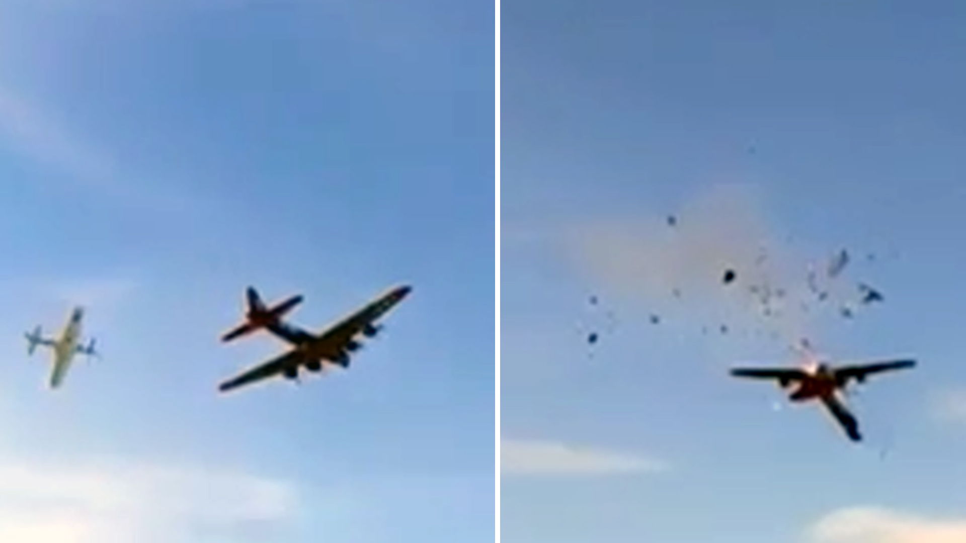 Investigarán videos tras accidente de dos aviones en una exhibición en