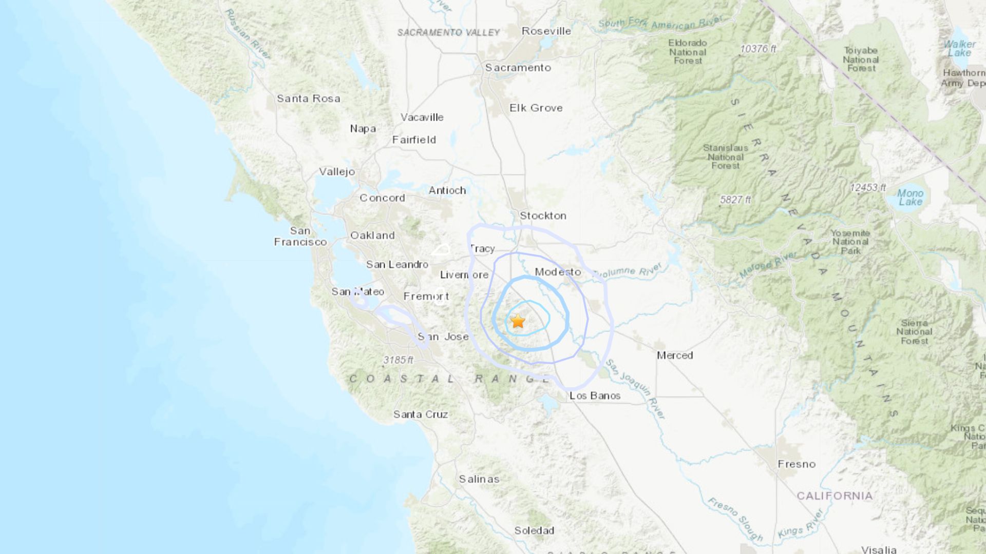 Temblor de magnitud 3.6 se siente cerca de Westley en el norte de