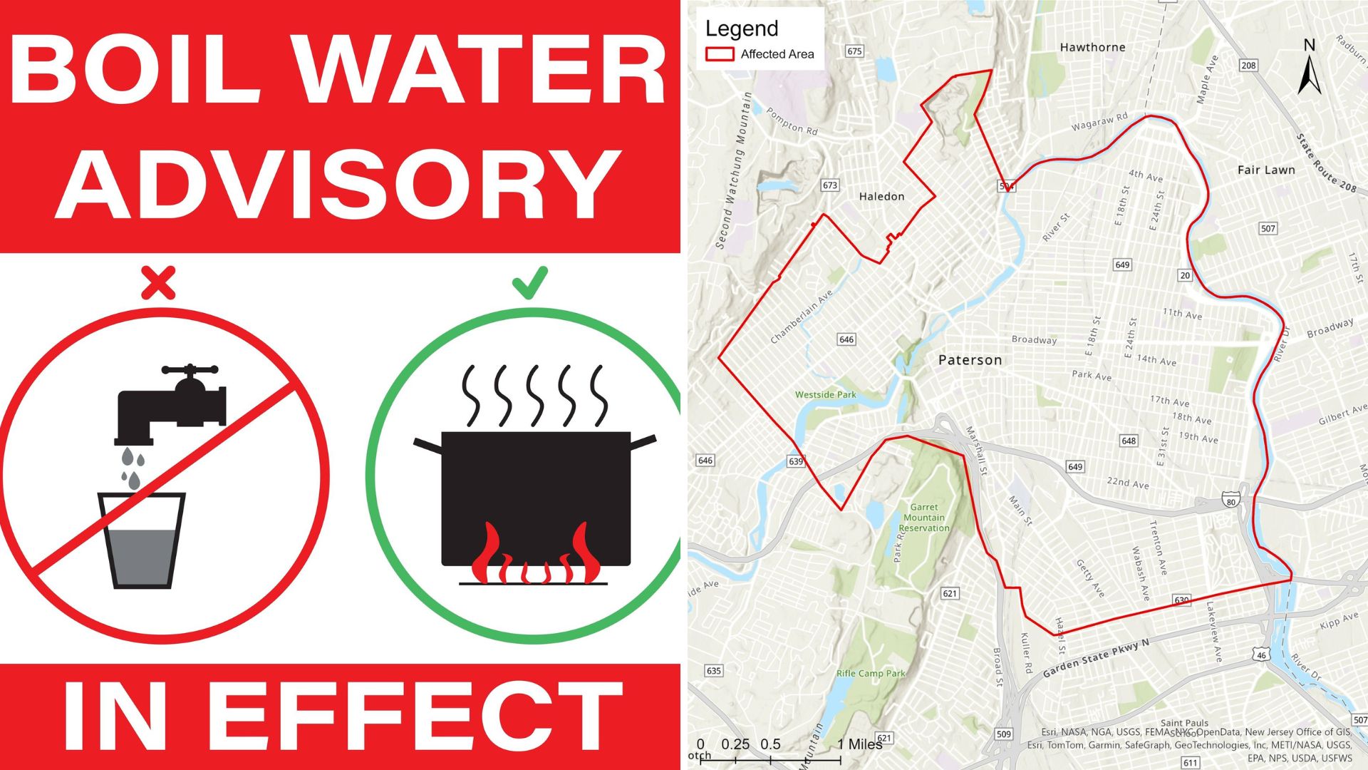 Autoridades emiten alerta tras nueva rotura de tubo de agua potable en Paterson – Univision