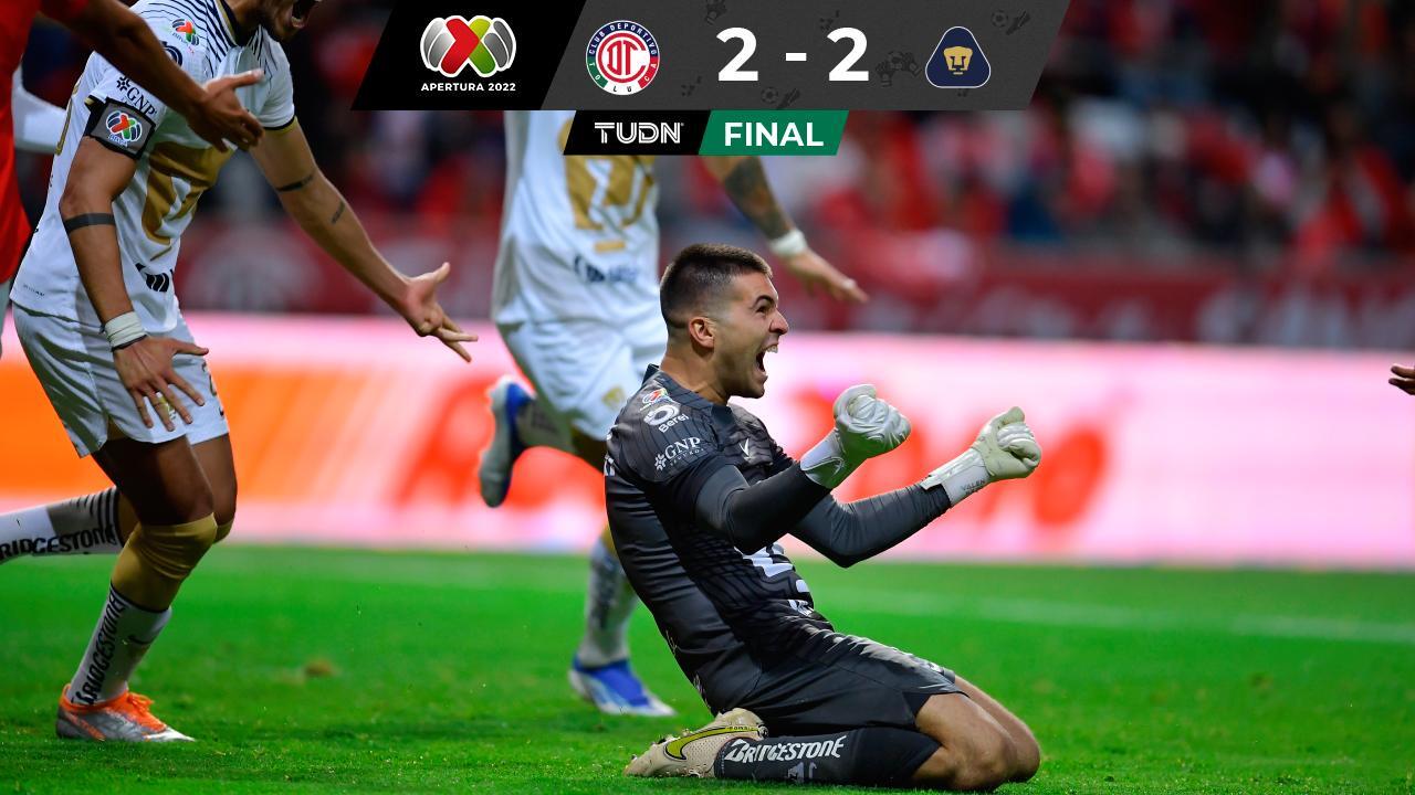 El arquero Julio González marca de último minuto ante Toluca y mantiene