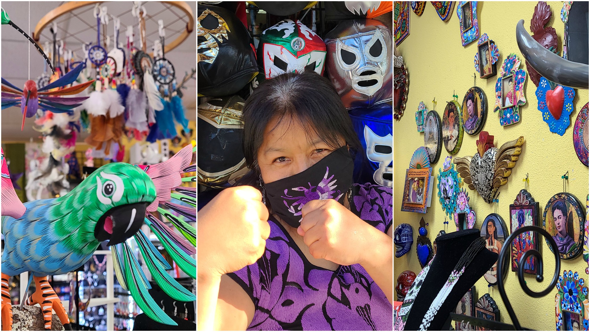 Artesanías, alebrijes y máscaras de luchadores, símbolos de lucha