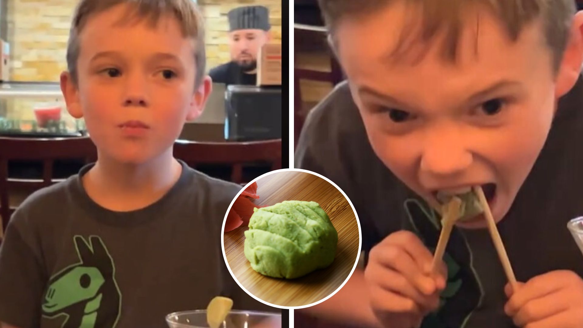 TikTok Niño come wasabi sin saber que era picante y termina