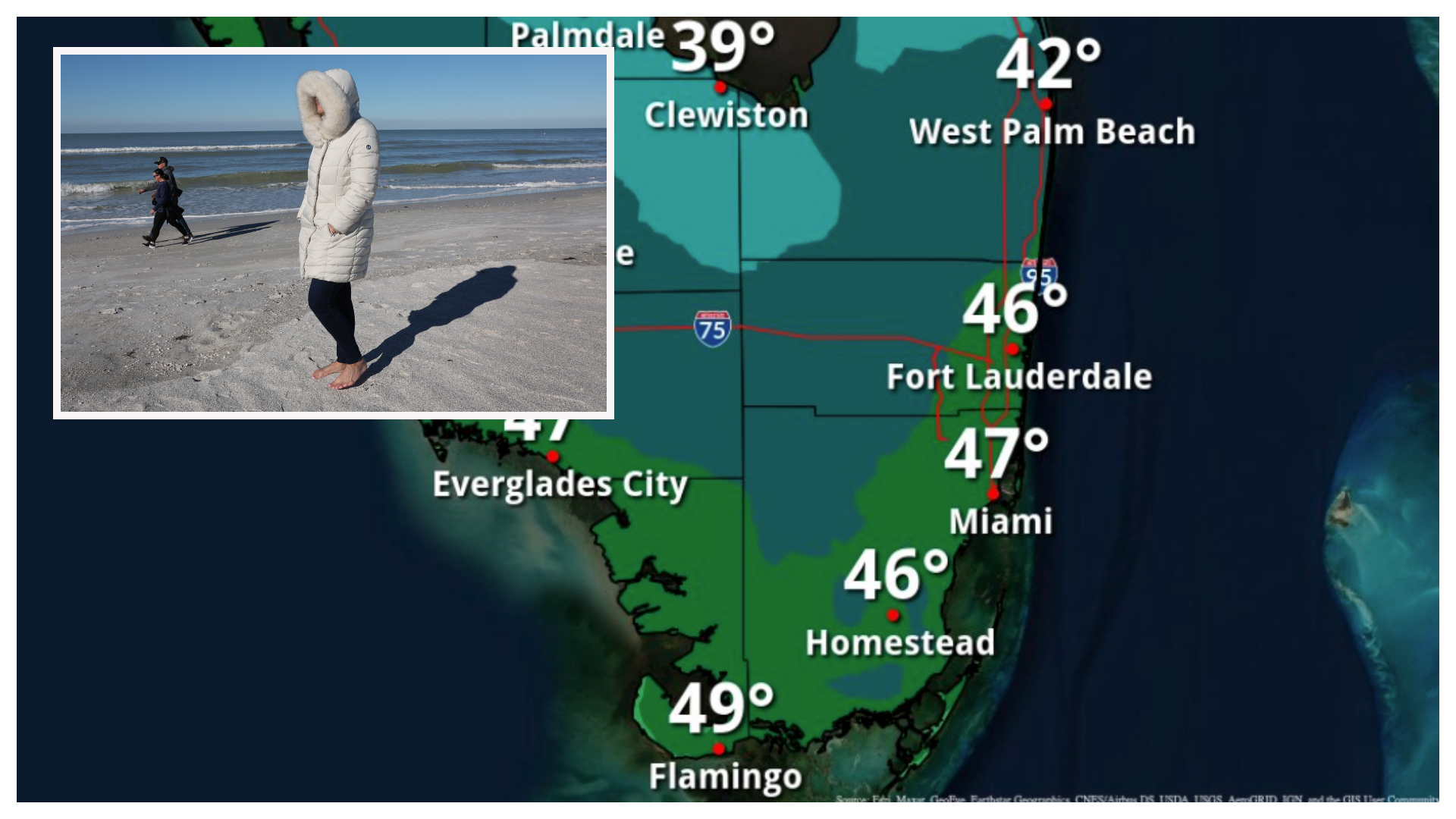 Fuerte frente frío llegará con vientos al sur de Florida mira cuánto