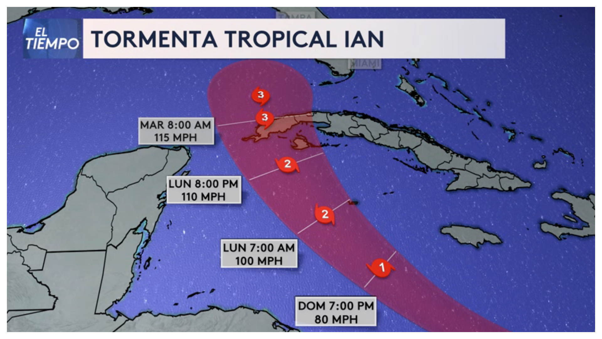 Esta es la trayectoria de la tormenta tropical Ian que se convertiría