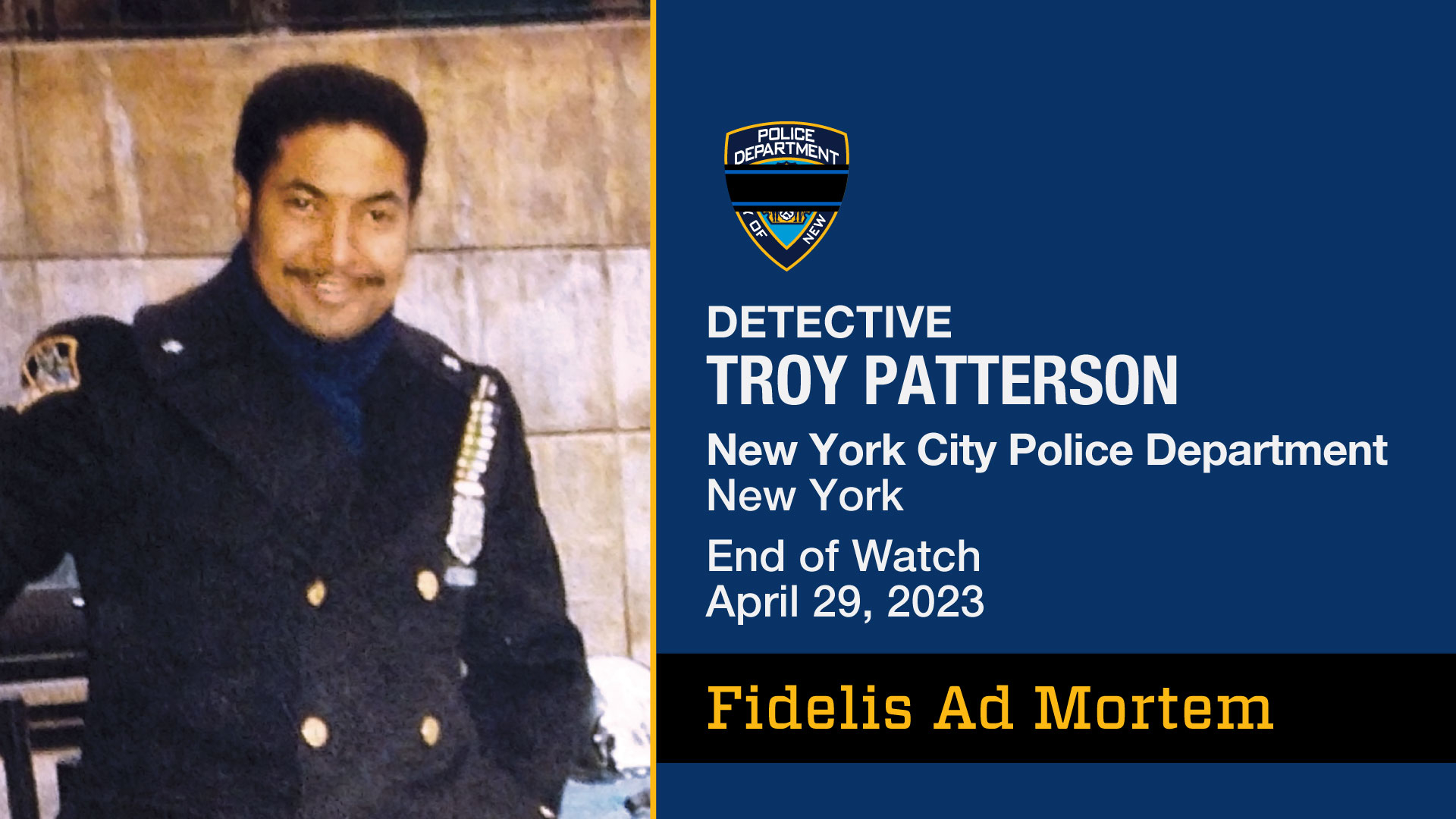Nueva York Muere el oficial Troy Patterson, tras 33 años en coma