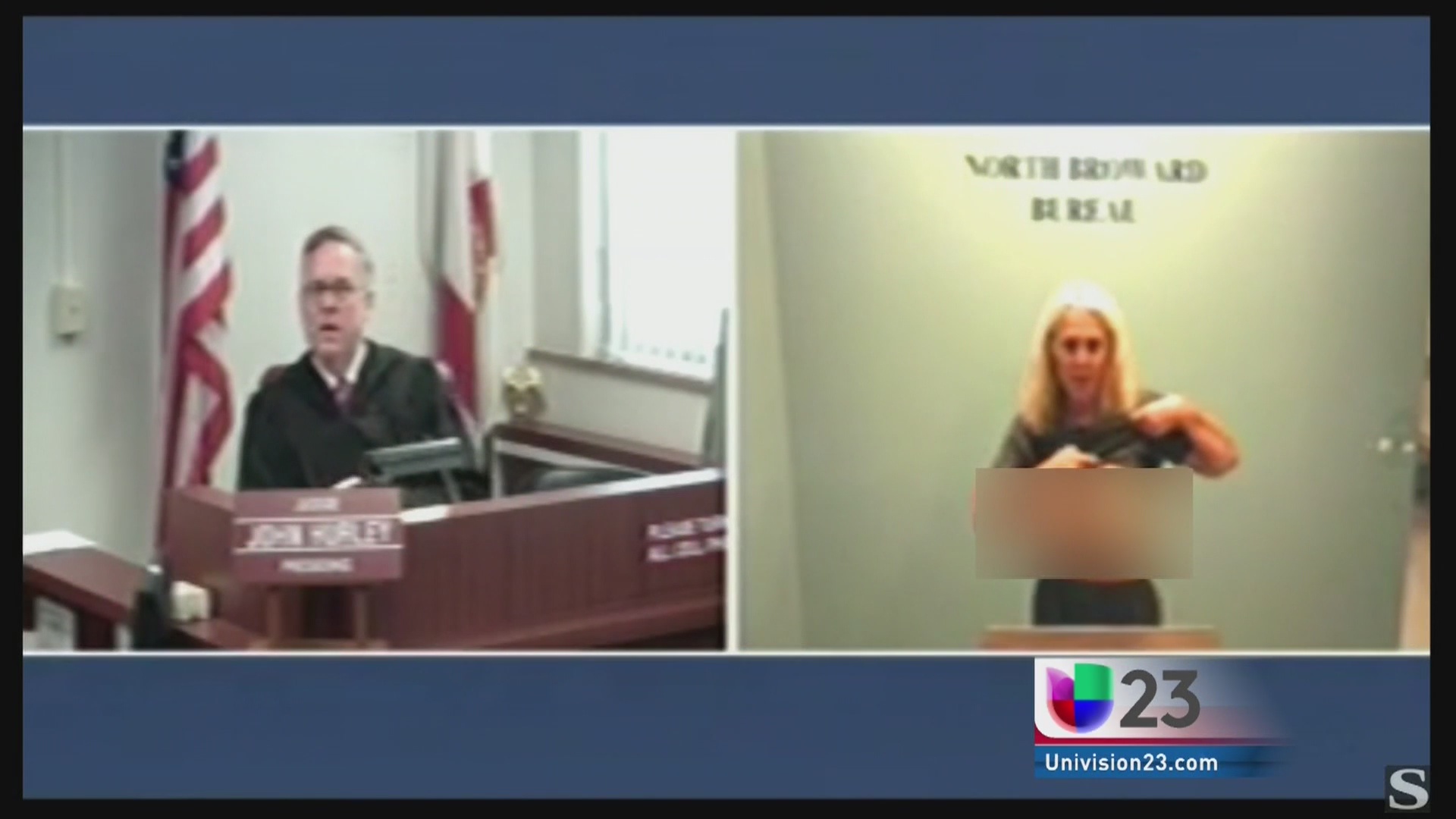 Mujer le muestra sus senos a un juez Video Univision 23 Miami WLTV