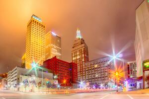tulsa city skyline around downtown streets