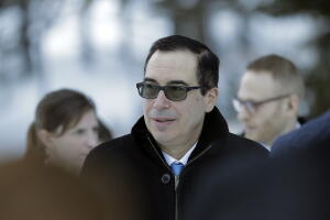 Steven Mnuchin, secretario del Tesoro de EEUU, en Davos, Suiza.