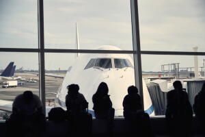 Passengers waiting to board their flight