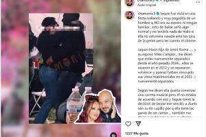 Jacqie Rivera estaría separada de su esposo, según 'Chamonic'.
