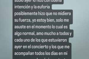 Belinda reiteró su cariño por sus fans tras incidente en un concierto 