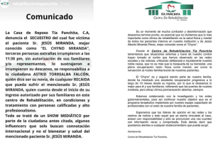 Comunicados de Tía Panchita sobre Chyno Miranda