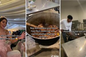 Quinceañera e invitados invadieron la cocina porque tenían hambre