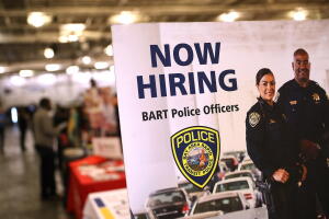 Cartel en una feria de empleo en Alameda, California, el pasado mes de noviembre. 