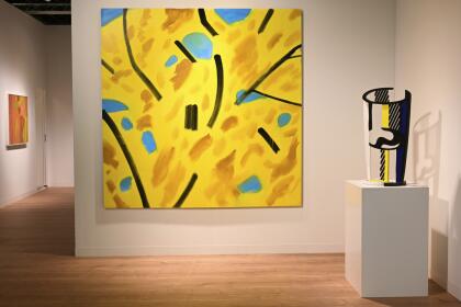 Artwork titled "Autumn 8, 2022" from artist Alex Katz is seen at day 2 of Art Basel on Thursday, Dec. 5, 2024, at Miami Beach Convention Center in Miami Beach. (Photo by Scott Roth/Invision/AP)