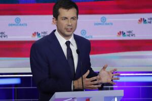 South Bend Mayor Buttigieg speaks during the second night of the first U.S. 2020 presidential election Democratic candidates debate in Miami, Florida, U.S.