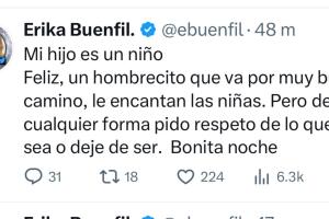 Erika Buenfil aseguró que a su hijo Nicolás "le encantan las niñas" ante quienes ponen en duda la orientación sexual del joven. 