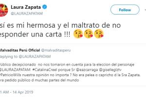 Laura Zapata en Twitter