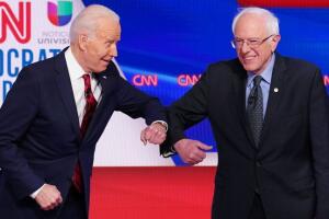Biden Sanders elbow bump