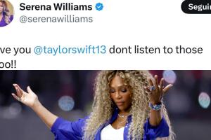 Serena Williams le mostró su apoyo a Taylor Swift desde X. La tenista fue parte del Show de Medio Tiempo.
