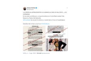 El 30 de enero de 2024 se giró la orden de aprehensión contra la mamá de Paola Salcedo.