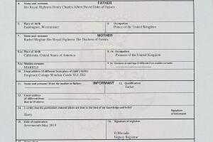 Baby Archie's Birth Certificate