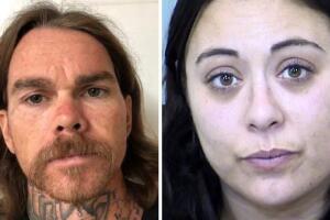Nicholas Cowan y Nicole Montalbano, la mujer acusada de ayudar al hombre que supuestamente disparó e hirió a un policía de Phoenix. 