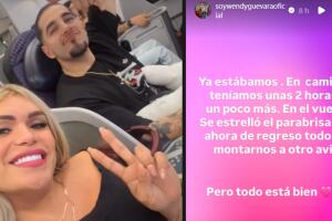 Previo al regreso de emergencia, Wendy Guevara compartió una imagen desde el interior del avión. Horas después dio a conocer lo ocurrido. 