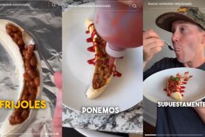 Plátano relleno con frijoles