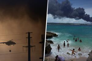 Explosión de la base de combustible en la bahía de Matanzas
