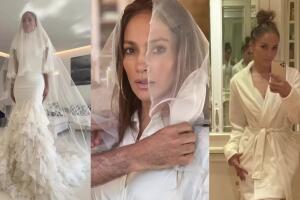 Estas nuevas fotos permitieron ver más detalles de los 3 vestidos que JLo usó en su boda con Ben Affleck. 