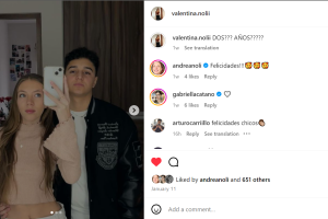 Gabriella Cataño reaccionó a la publicación de su hermana Valentina Noli.