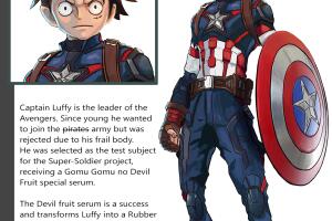 Luffy en la piel de Captain America