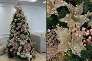 Árbol de Navidad en tonos dorados y rosas