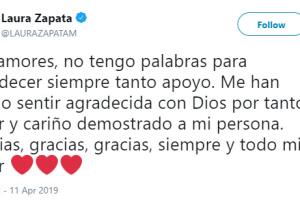 Laura Zapata en Twitter