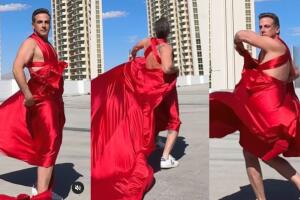 Luego Carlos Ponce apareció usando así el vestido de la cantante mexicana.