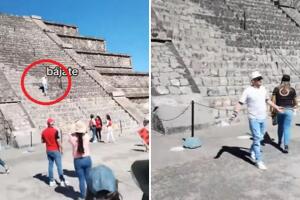 Turista sube pirámide de Teotihuacán pese a estar prohibido e indigna a mexicanos: video viral