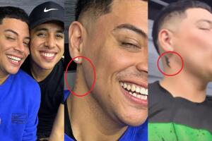 Esta es la foto en la que Eduin Caz aparece junto a su hermano y se aprecia aún el tatuaje con el nombre de Daisy Anahy en el cuello. Horas antes había publicado la imagen de la derecha en la que se observa el dibujo de un rayo en esa misma parte de su cuerpo. 
