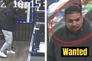 Con disparos intentaron abrir la puerta de la tienda para escapar.