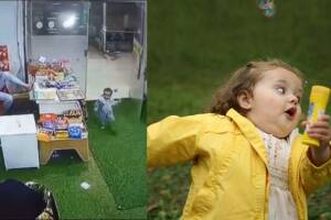 Bebé huye de tienda tras robar un dulce
