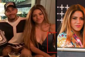En un acercamiento a la foto, se observa cómo Lewis Hamilton posa una de sus manos alrededor de la cintura de Shakira. 