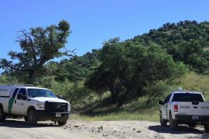 Agentes de la Patrulla Fronteriza revisan un área en la frontera de Arizona. 