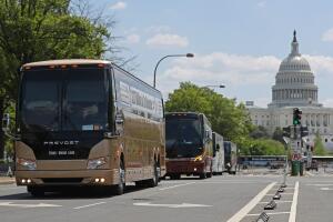800 Motorcoaches Hold Rolling Rally In Washington DC During Economic Crisis