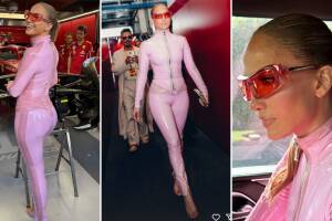 Jennifer López sorprende con impactante atuendo en la Fórmula 1