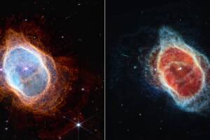 Southern Ring Nebula (NIRCam and MIRI Images Side by Side)