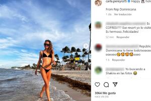 Carla Pereyra sí ha compartido fotos desde República Dominicana, en donde estaría haciendo compañía a Shakira y a sus hijos. 