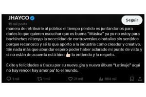 Jhayco lamenta la controversia